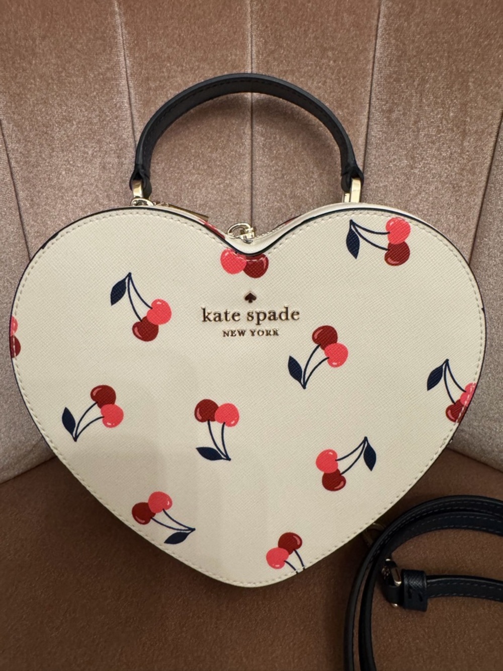 kate spade Cream Heart-Shaped Cherry Mini Bag